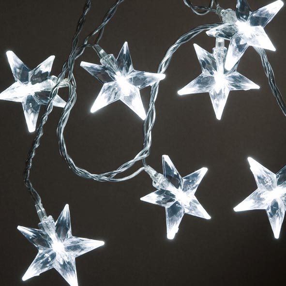 LED řetěz STARS 10xLED 3,9m studená bílá