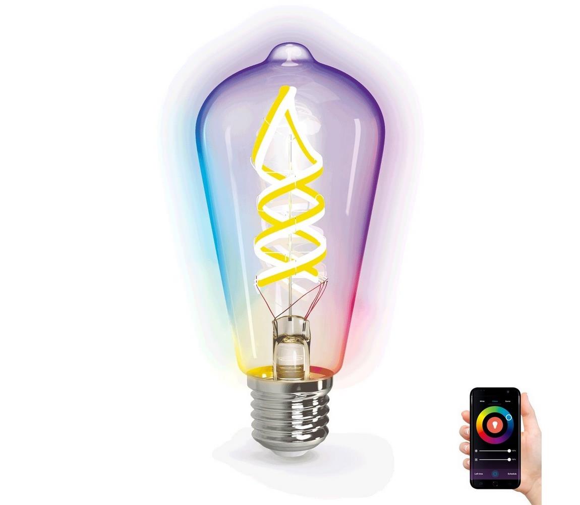 Aigostar B.V. LED RGB+CCT Žárovka FILAMENT ST64 E27/4,9W/230V 2700-6500K Wi-Fi - Aigostar AI0398