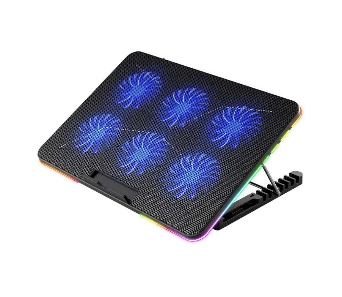 Platinet LED RGB Chladící podložka VARR pro notebook 6x ventilátor 2xUSB černá PL0449