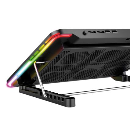 LED RGB Chladící podložka VARR pro notebook 6x ventilátor 2xUSB černá