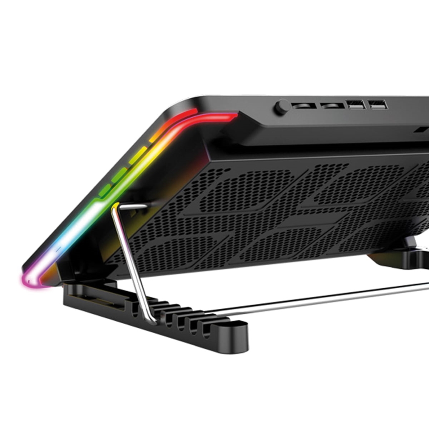 LED RGB Chladící podložka VARR pro notebook 6x ventilátor 2xUSB černá