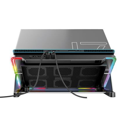 LED RGB Chladící podložka VARR pro notebook 6x ventilátor 2xUSB černá