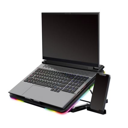 LED RGB Chladící podložka VARR pro notebook 6x ventilátor 2xUSB černá