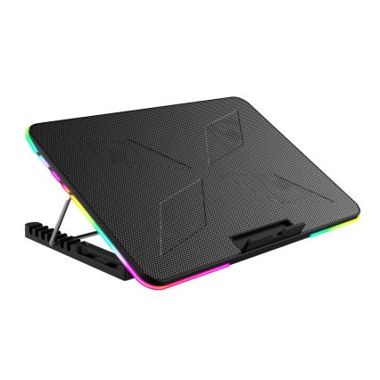 LED RGB Chladící podložka VARR pro notebook 6x ventilátor 2xUSB černá