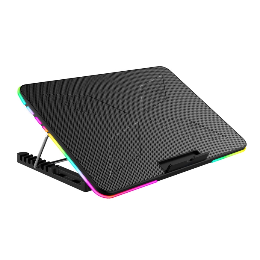 LED RGB Chladící podložka VARR pro notebook 6x ventilátor 2xUSB černá
