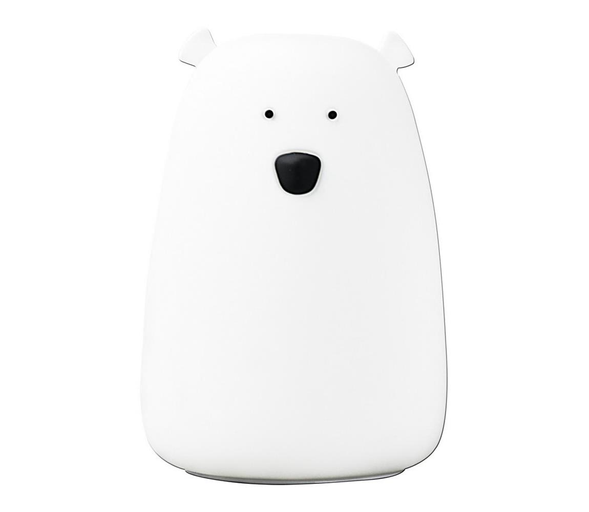 Polux LED RGB Dětská dotyková lampička BEAR LED/0,4W/5V bílá + USB SA1447