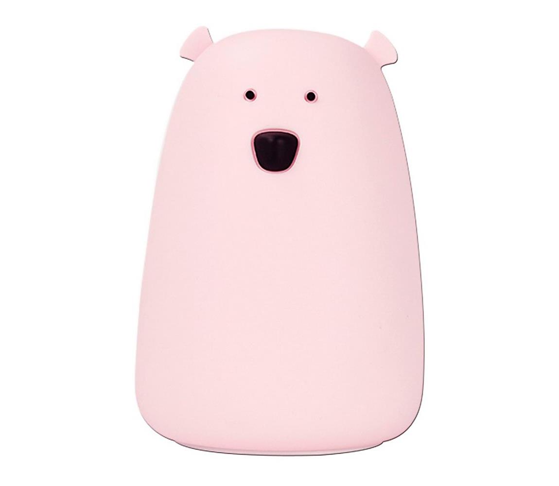 Polux LED RGB Dětská dotyková lampička BEAR LED/0,4W/5V růžová + USB SA1449