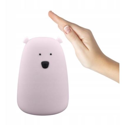 LED RGB Dětská dotyková lampička BEAR LED/0,8W/5V růžová + USB