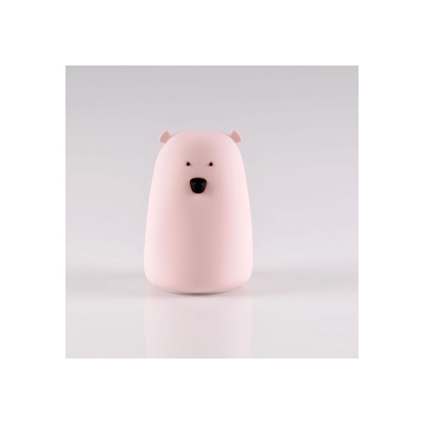 LED RGB Dětská dotyková lampička BEAR LED/0,8W/5V růžová + USB