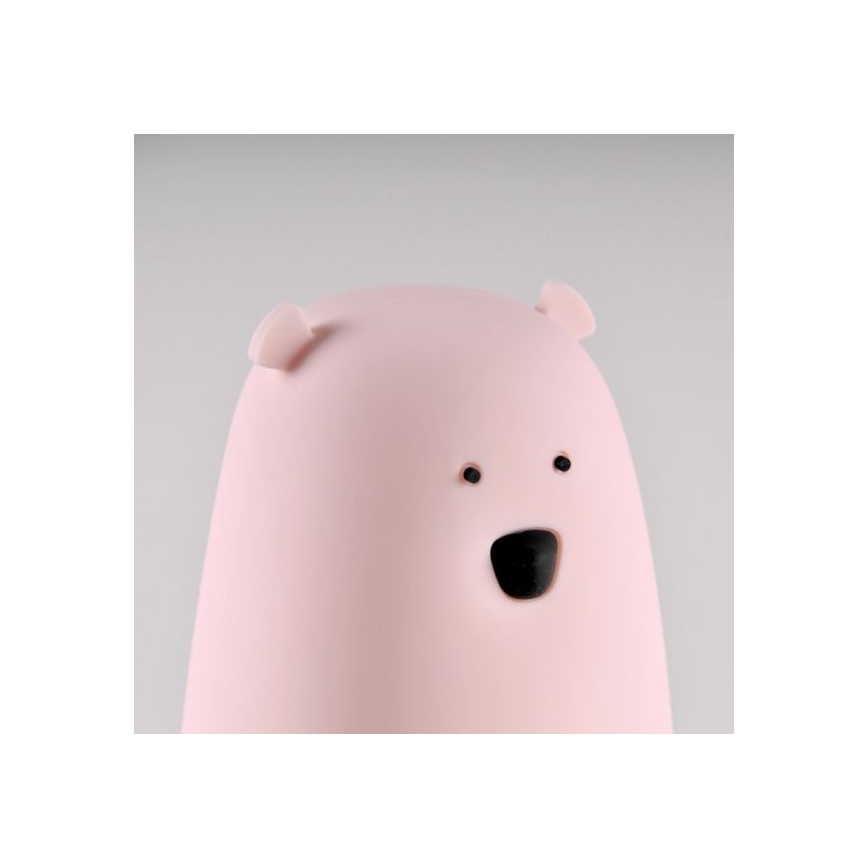 LED RGB Dětská dotyková lampička BEAR LED/0,8W/5V růžová + USB