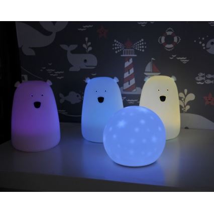 LED RGB Dětská dotyková lampička BEAR LED/0,8W/5V růžová + USB