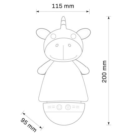 LED RGB Dětská noční lampička s melodií 3xAAA/5V jednorožec