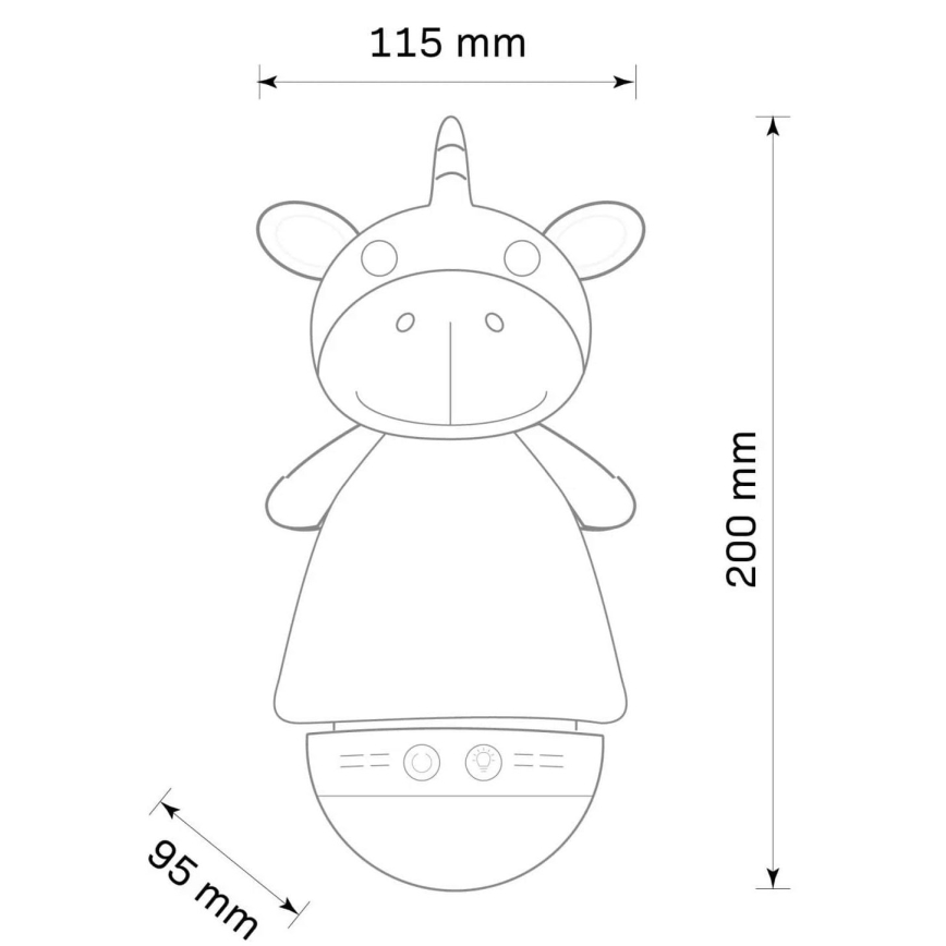 LED RGB Dětská noční lampička s melodií 3xAAA/5V jednorožec
