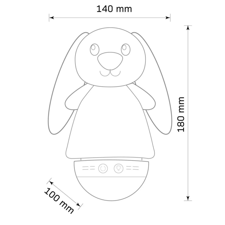 LED RGB Dětská noční lampička s melodií 3xAAA/5V králík