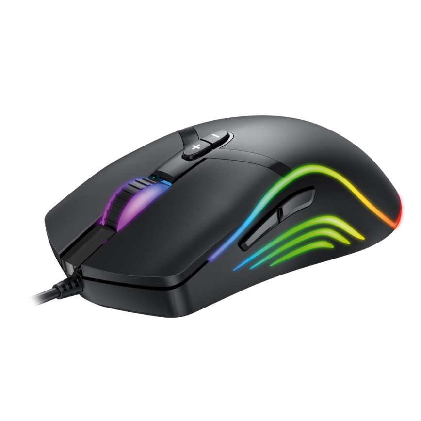 LED RGB Herní myš VARR 1000/1600/3200/6400 DPI 7 tlačítek