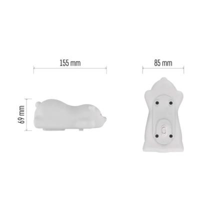 LED RGB Nabíjecí dotykové noční světlo LED/3,7V 1200 mAh medvěd