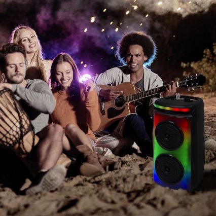 LED RGB Nabíjecí reproduktor s mikrofonem 400W/2400 mAh + dálkové ovládání