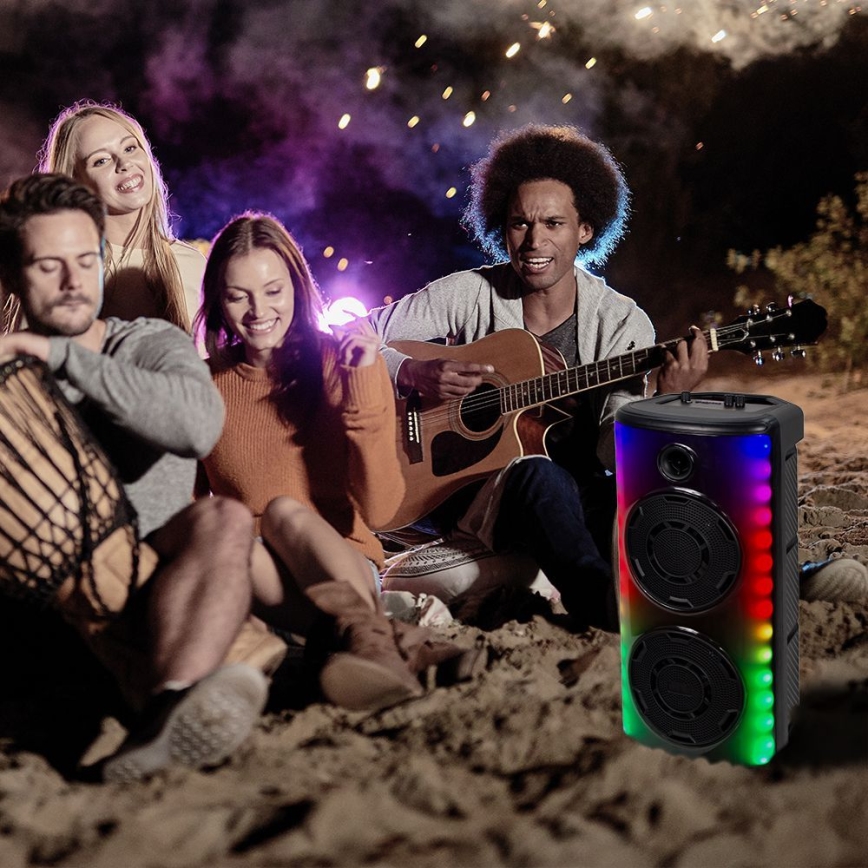LED RGB Nabíjecí reproduktor s mikrofonem 600W/2400 mAh + dálkové ovládání