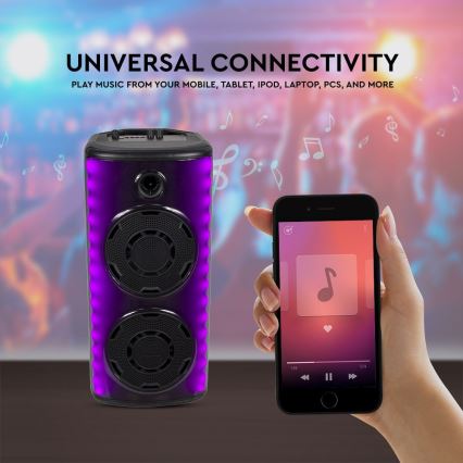 LED RGB Nabíjecí reproduktor s mikrofonem 600W/2400 mAh + dálkové ovládání