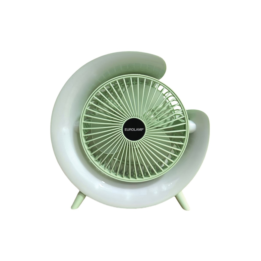 LED RGB Nabíjecí stolní ventilátor 5W/5V 1200 mAh zelená