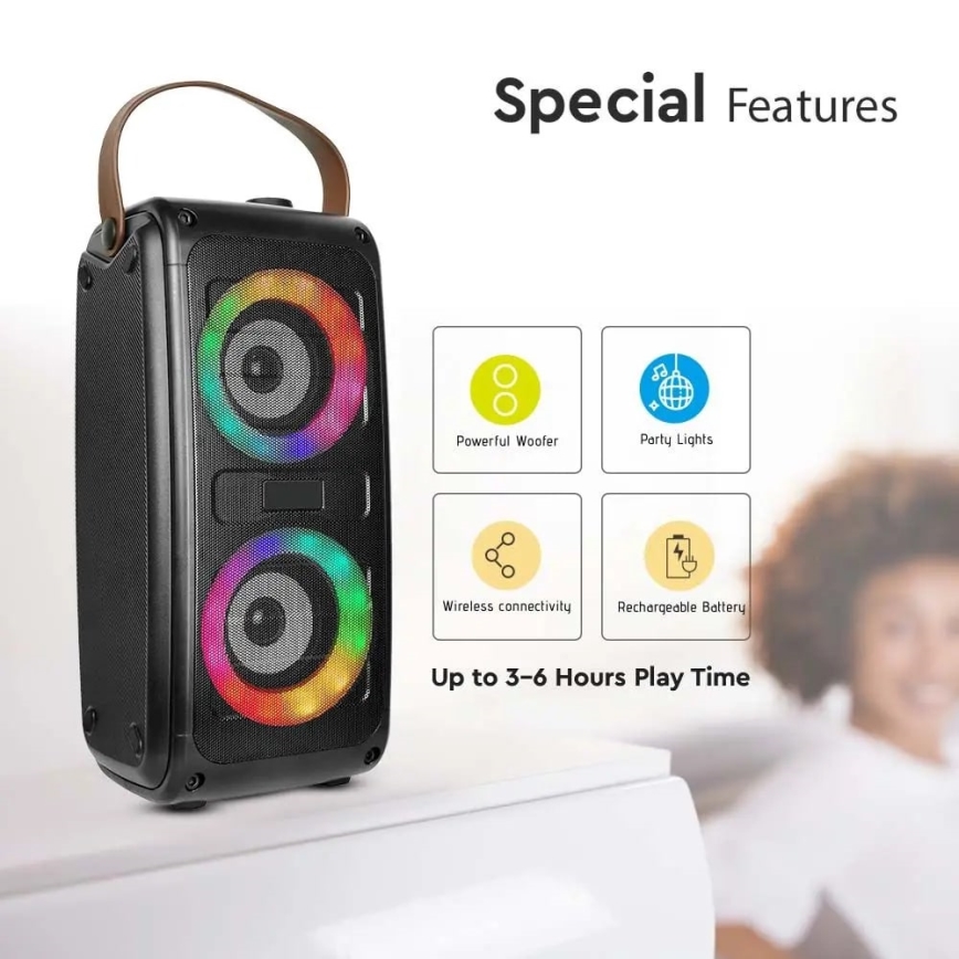 LED RGB Přenosný reproduktor 20W/5V