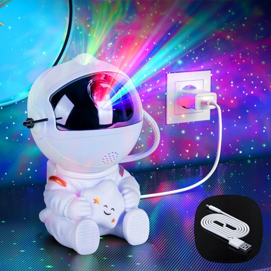 LED RGB Projektor LED/5W/5V astronaut + dálkové ovládání