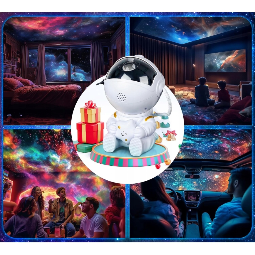 LED RGB Projektor LED/5W/5V astronaut + dálkové ovládání