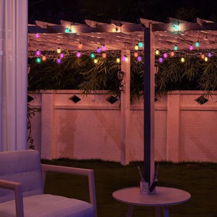 LED RGB Stmívatelný solární dekorační řetěz 15xLED/18 funkcí USB 6 m IP44 černá + dálkové ovládání