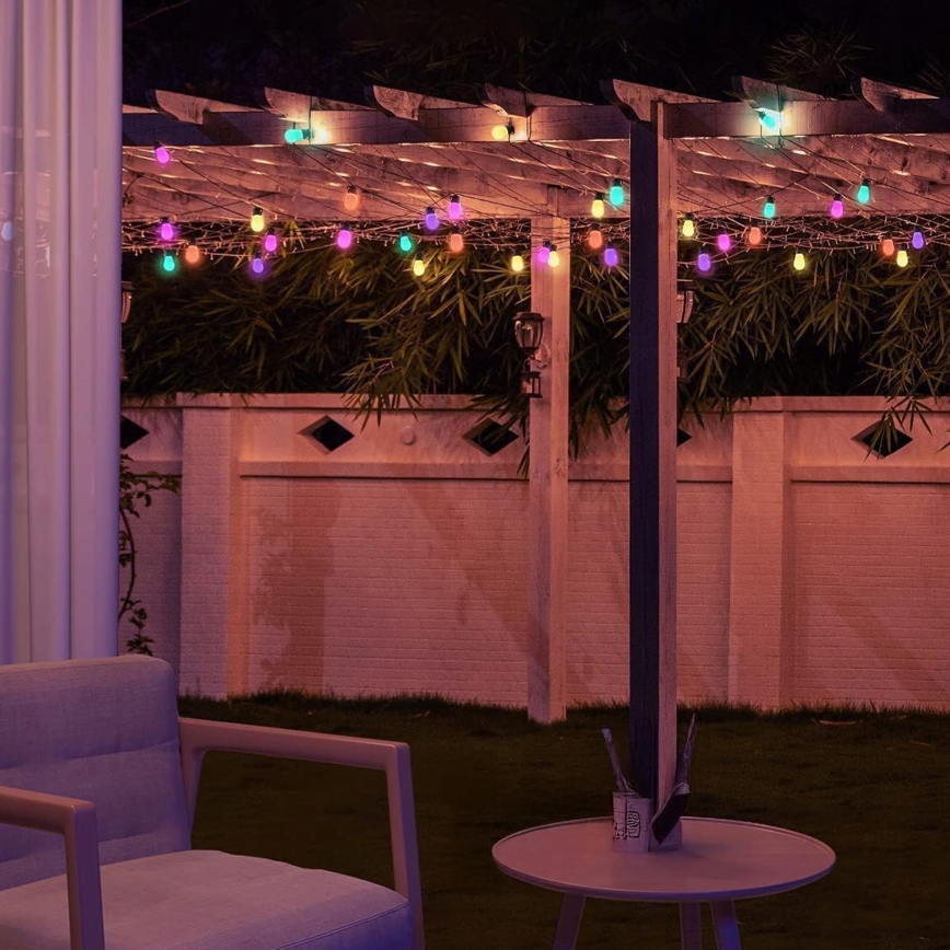 LED RGB Stmívatelný solární dekorační řetěz 15xLED/18 funkcí USB 6 m IP44 černá + dálkové ovládání