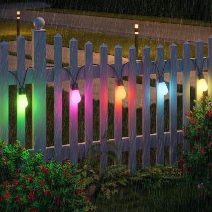 LED RGB Stmívatelný solární dekorační řetěz 15xLED/18 funkcí USB 6 m IP44 černá + dálkové ovládání
