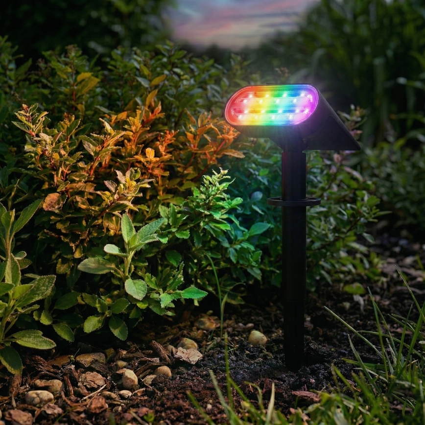 LED RGB Solární lampa 2v1 LED/3,7V 1200 mAh IP54 černá