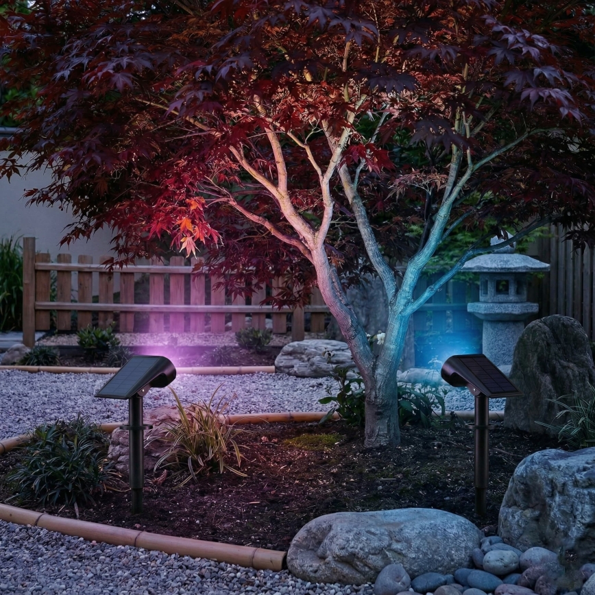 LED RGB Solární lampa 2v1 LED/3,7V 1200 mAh IP54 černá