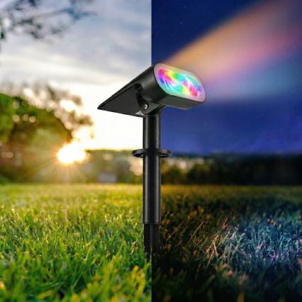 LED RGB Solární lampa 2v1 LED/3,7V 1200 mAh IP54 černá