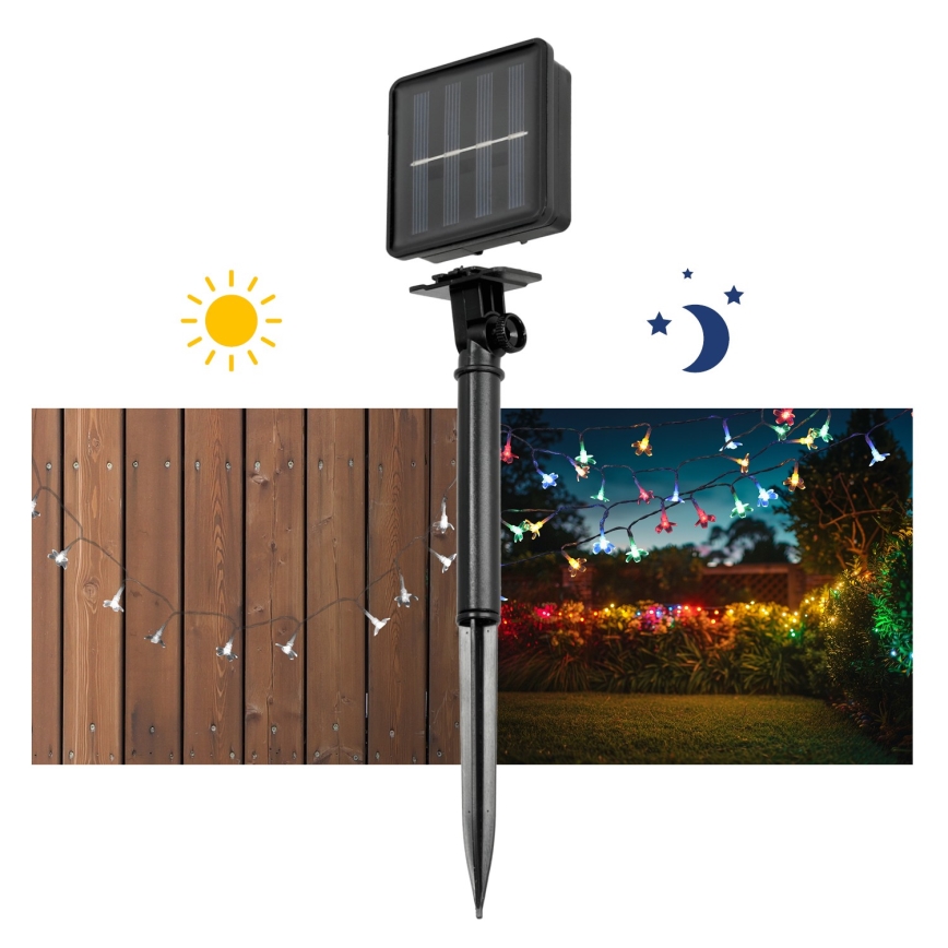 LED RGB Solární řetěz 50xLED/0,12W/1,2V 1xAA IP44 600 mAh