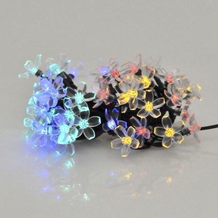 LED RGB Solární řetěz FLOWER 50xLED/1,2V IP44