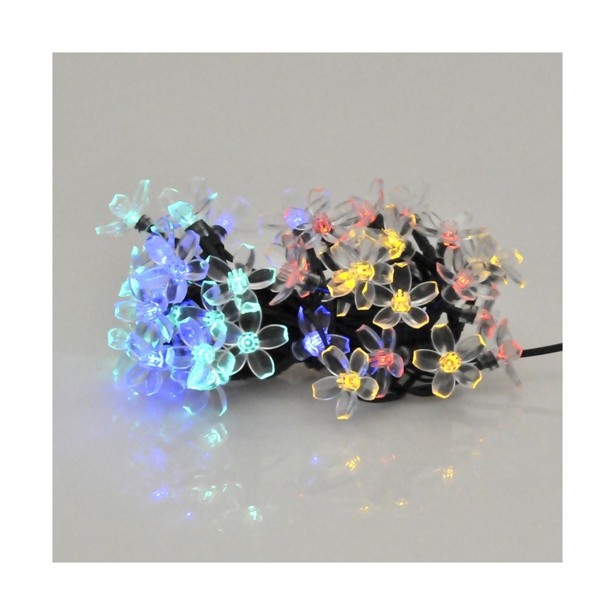 LED RGB Solární řetěz FLOWER 50xLED/1,2V IP44