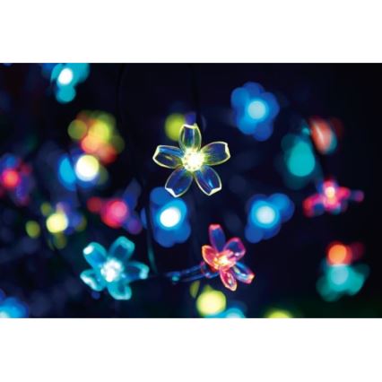 LED RGB Solární řetěz FLOWER 50xLED/1,2V IP44