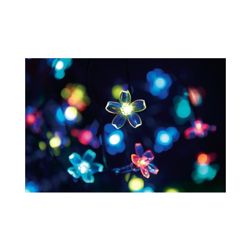 LED RGB Solární řetěz FLOWER 50xLED/1,2V IP44