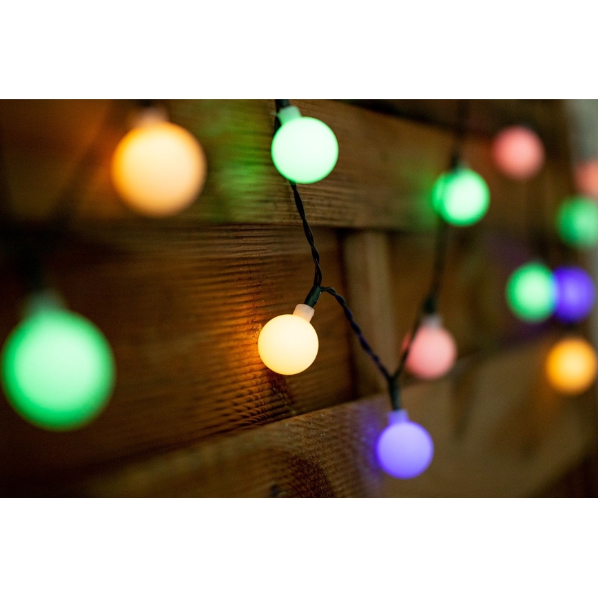 LED RGB Solární řetěz PARTY 30xLED/1,2V 400 mAh 3,9 m IP44
