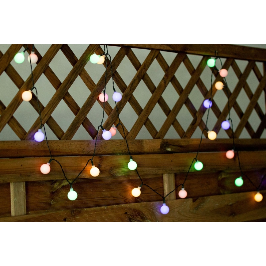 LED RGB Solární řetěz PARTY 30xLED/1,2V 400 mAh 3,9 m IP44
