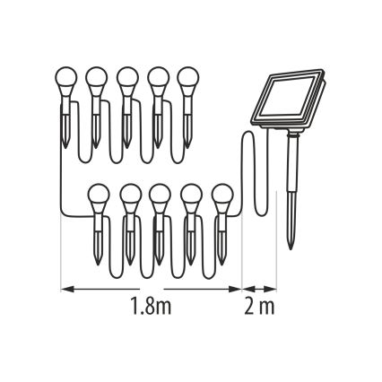 LED RGB Solární svítidlo 10xLED/1,2V 300 mAh IP44 černá