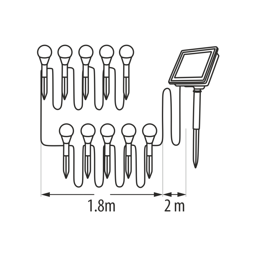 LED RGB Solární svítidlo 10xLED/1,2V 300 mAh IP44 černá