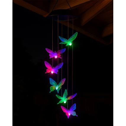 LED RGB Solární svítidlo 6xLED/1,2V 300 mAh IP44 motýl