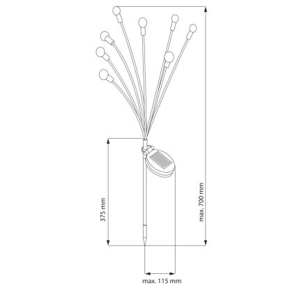 LED RGB Solární svítidlo FIORINI 8xLED/1,2V 600 mAh IP44 černá