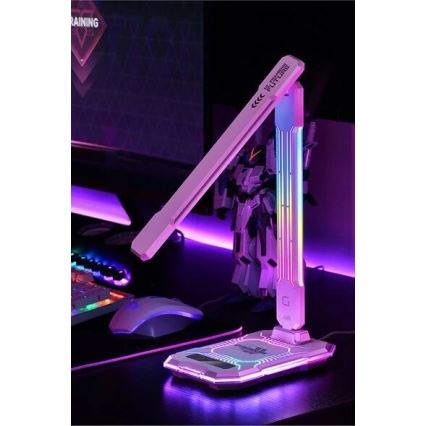 LED RGB Stmívatelná nabíjecí dotyková stolní lampa s bezdrátovým nabíjením LED/7,5W/5V 2700-5300K bílá