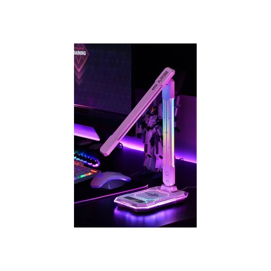 LED RGB Stmívatelná nabíjecí dotyková stolní lampa s bezdrátovým nabíjením LED/7,5W/5V 2700-5300K bílá