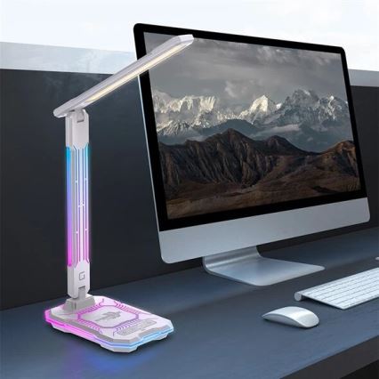 LED RGB Stmívatelná nabíjecí dotyková stolní lampa s bezdrátovým nabíjením LED/7,5W/5V 2700-5300K bílá