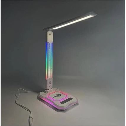LED RGB Stmívatelná nabíjecí dotyková stolní lampa s bezdrátovým nabíjením LED/7,5W/5V 2700-5300K bílá