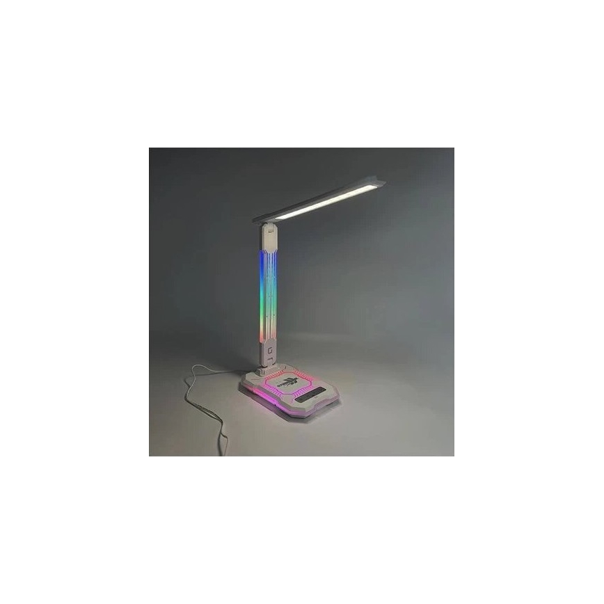 LED RGB Stmívatelná nabíjecí dotyková stolní lampa s bezdrátovým nabíjením LED/7,5W/5V 2700-5300K bílá