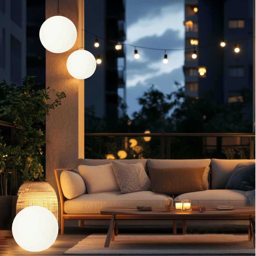 LED RGB Stmívatelná solární lampa GARDEN BALL LED/5W/3,7V 3000K IP54 2200 mAh pr. 30 cm + dálkové ovládání